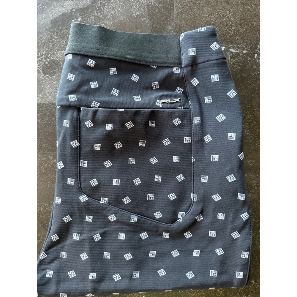 RLX Ralph Lauren Women Black White Geometric‎ Print Golf Pants Size 4Performance